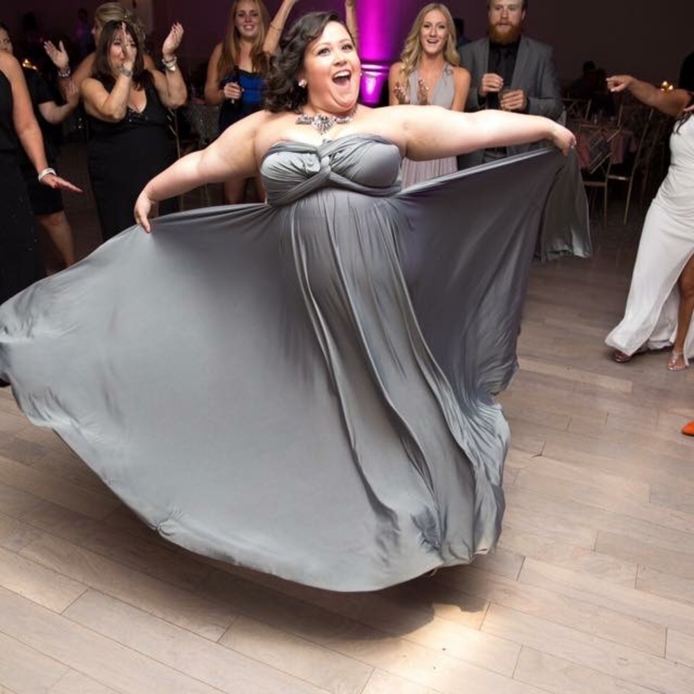 Twobirds silver ginger convertible bridesmaid gown